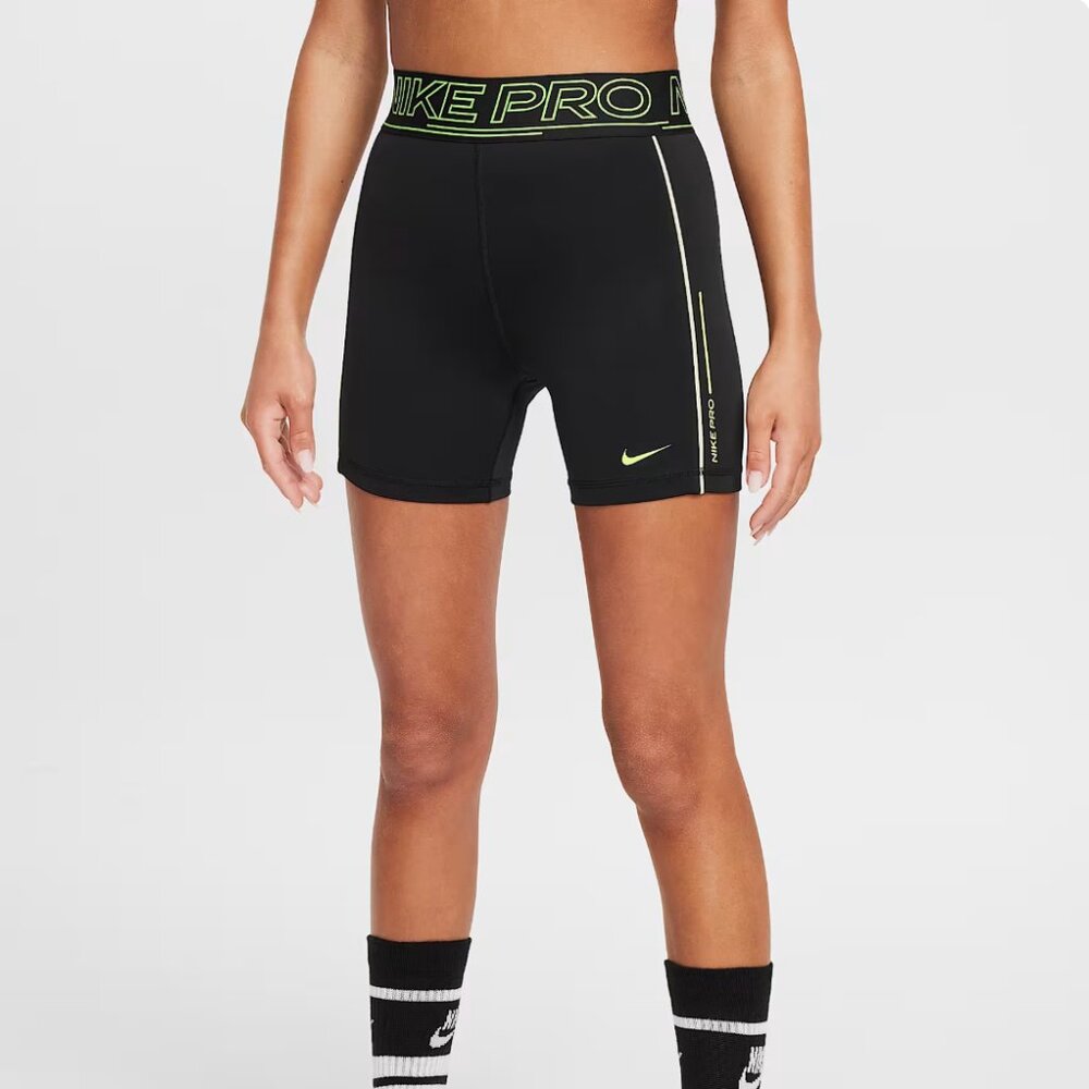 Nike Pro || Girls' Dri-FIT 3" Shorts || Black/Volt